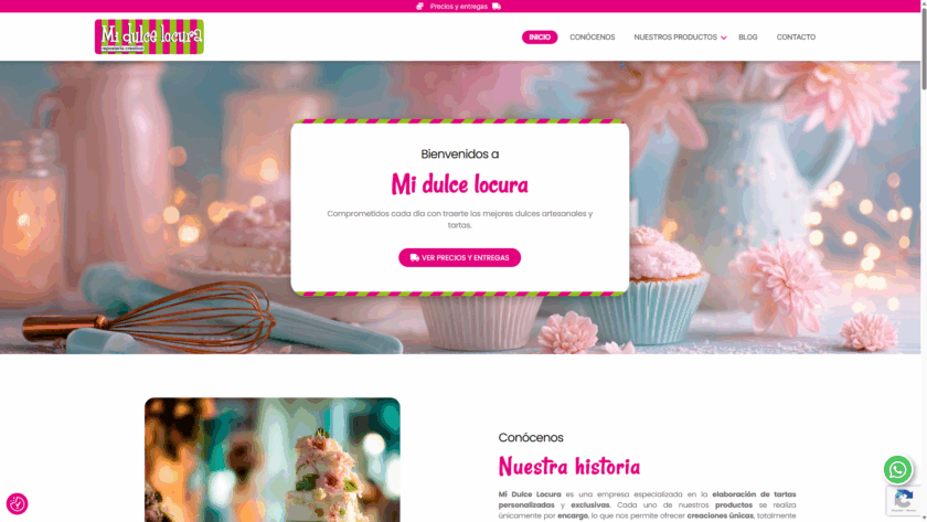 Web de Mi Dulce Locura diseñada por GrupoDW