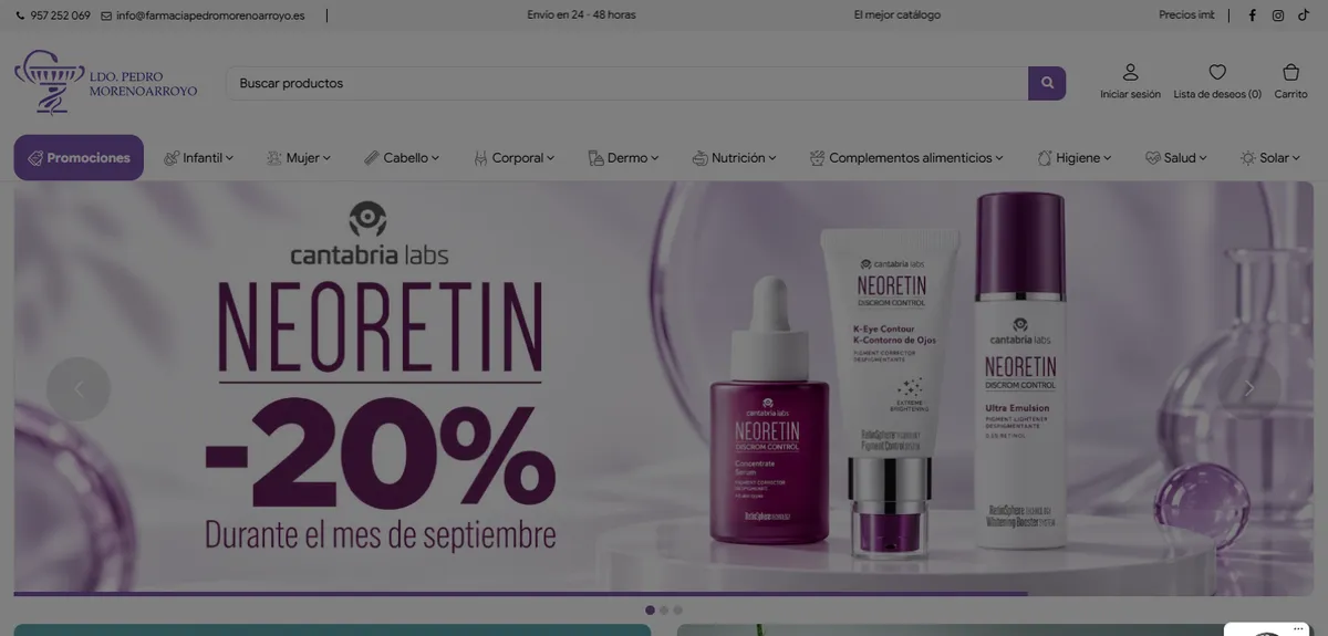 Web de Farmacia Pedro Moreno diseñada por GrupoDW